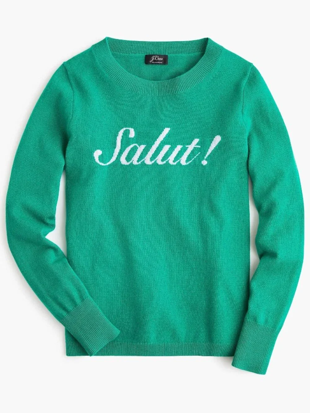 J. Crew Long-sleeve Everyday Cashmere Sweater in Salut! Kelly Green Small #A2827